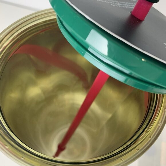 NEW Starbucks Christmas Reindeer Tumbler Gold Green 2024 Topper Straw 24 oz - Picture 9 of 9